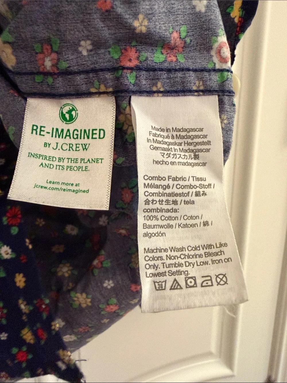 J.Crew Men Floral Classic Secret Wash Cotton Poplin Shirt Size XL